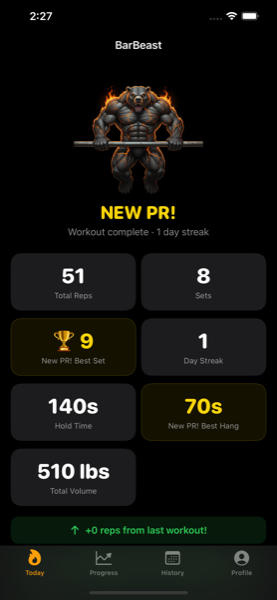 BarBeast app — Today